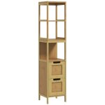 Kleankin - meuble colonne - bois - 30x30x144cm - bois naturel