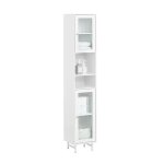Sobuy colonne salle de bain avec portes en verre et Étagères réglables armoire haute rangement 30x30x171cm ... Sobuy colonne salle de bain avec portes en verre et Étagères réglables armoire haute rangement 30x30x171cm ...