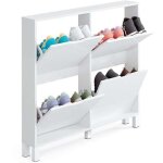 Meuble commode à chaussures londres de 4 portes blanc brillant - hauteur 98 x longueur 97 x profondeur ... Meuble commode à chaussures londres de 4 portes blanc brillant - hauteur 98 x longueur 97 x profondeur ...
