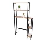 Meuble contour wc holborn ch�ne et noir avec �tag�res ? design industriel et pratique