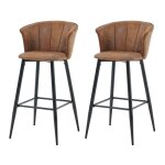 Meubles cosy lot de 2 tabourets de bar industriels avec accoudoirs et dossier en sudine pieds en mtal ...