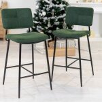 Meubles cosy lot de 2 tabourets de bar scandinave tissu vertchaises haute avec dossier et repose - piedhauteur ...