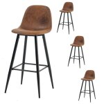 Meubles cosy lot de 4 tabourets de bar industriels avec dossier en sudine - charlton bar