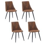 Meubles cosy lot de 4 chaises de salle � manger industrielles en su�dine pieds en m�tal noir - smeg