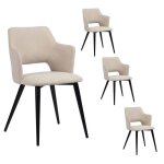 Meubles cosy lot de 4 chaises de salle � manger - si�ge en tissu beige pieds en m�tal noir - style scandinave ...