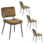 Meubles cosy lot de 4 chaises de salle � manger industrielles en su�dine - karomi
