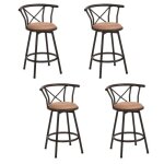 Meubles cosy lot de 4 tabourets de bar industriels pivotants avec dossier en tissu marron - hailey 24 ...
