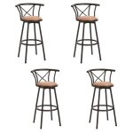 Meubles cosy lot de 4 tabourets de bar industriels pivotants avec dossier en tissu marron - hailey 29 ...