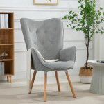 Meubles cosy fauteuil scandinave avec accoudoirs en tissu gris capitonn� - kas