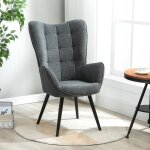 Meubles cosy fauteuil scandinave avec accoudoirs en tissu gris fonc� � surpiq�res - funkel