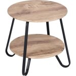 Meubles cosy table dappoint ronde � 2 niveaux style industriel en m�tal noir et bois imitation ch�ne ...