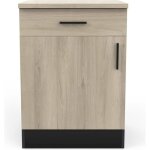 Meuble de cuisine bas coloris chne kronberg noir mat - longueur 60 x hauteur 85 x profondeur 60 cm