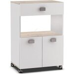 Meuble de cuisine - desserte pour micro - ondes en acacia - blanc mat - 596 x 883 x 412 cm
