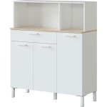 Meuble de cuisine kira - d�cor blanc artik et ch�ne alaska - 3 portes + 1 tiroir - l126 x h108 x p40 ...
