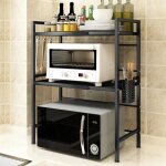 Meuble de cuisine - peaches - tagre double pour four  micro - ondes - acier au carbone - noir - 40 ...