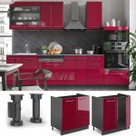Meuble bas sous - évier fame - line 80cm sans pt rouge bordeaux haute brillance anthracite vicco Meuble bas sous - évier fame - line 80cm sans pt rouge bordeaux haute brillance anthracite vicco