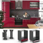 Meuble pour four fame - line 60cm sans pt rouge bordeaux haute brillance anthracite vicco