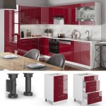 Meuble cuisine fame - line 50cm sans pt rouge bordeaux haute brillance blanc vicco