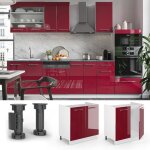 Meuble bas sous - vier fame - line 80cm sans pt rouge bordeaux haute brillance blanc vicco