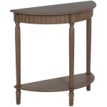 Meuble dentr�e - lolahome - console semi - circulaire - bois de pin - 2 tiroirs - marron