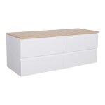 Meuble double vasque sorrento suspendu avec plan bois 120 cm