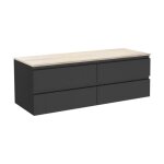 Meuble double vasque 120cm avec plan bois sorrento noir