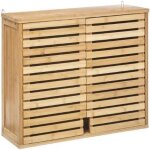 Meuble haut de salle de bain en bambou naturel - l. 58. 5 x p. 20 x h. 51. 5 cm