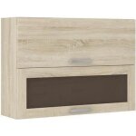 Meuble haut vitr� 2 portes basculantes - l 80 x p 316 x h 72 - d�cor ch�ne sonoma - lassen