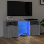 Meuble tv - omabeta - sonoma gris - bois dingnierie - verre tremp - 120 x 30 x 50 cm