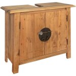 Meuble - lavabo salle de bains pin massif recycl ovonni 70x32x63 cm - vintage - porte et tiroir - aspect ...