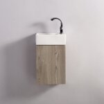 Meuble lave main - blanc et chêne gris - scandinave - 30x18 cm - essento Meuble lave main - blanc et chêne gris - scandinave - 30x18 cm - essento