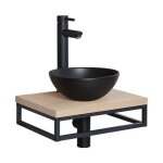 Meuble lave - mains soho plan fin et porte serviette dessous vasque noire