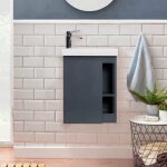 Meuble lave - mains gris vasque blanche hampton