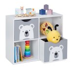 Relaxdays meuble de rangement oursons 2 tiroirs 2 compartiments ouverts h x l x p : 48 x 60 x 245 cm ...