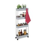Relaxdays meuble polyvalent  roulettes 98 x 155 x 405 cm plastique acier inoxydable 4 crochets 4 tagres ...