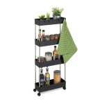 Relaxdays meuble polyvalent  roulettes 98 x 155 x 405 cm plastique acier inoxydable 4 crochets 4 tagres ...