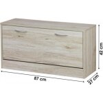 Meuble range chaussures 2 �tag�res armoire commode de rangement 1 porte avec poign�es en m�tal - l. 87 ...