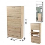 Meuble range chaussures 3 tiroirs avec poign�es m�tal �tag�res niveaux teint� ch�ne