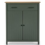 Meuble de rangement meuble dappoint en pin massif d�cor cir� ch�ne et vert - longueur 90 x profondeur ...