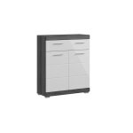 Meuble de rangement bas scott ? 2 portes et 1 tiroir ? gris fonc� et blanc ? 74x88x31 cm