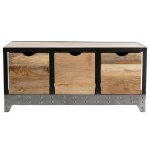 Meuble de rangement / chaussures industriel bois massif et mtal atelier - miliboo - 3 tiroirs - marron ...