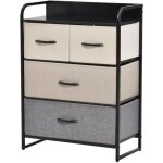 Homcom - meuble de rangement chiffonnier - lin (100% polyester) - 58x29x78. 5cm - noir beige gris ecru ...