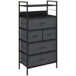 Homcom - commode - tissu non tiss� (100 % polyester) - 58x30x120cm - noir