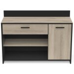 Meuble de rangement pour cuisine coloris ch�ne kronberg noir mat - longueur 123 x hauteur 8940 x profondeur ...