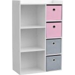 Urban living - meuble de rangement enfant 3 niches girl - 62 x h. 96 cm - rose