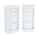 Meuble de rangement enfant 4 bacs de rangement. 41. 5 x 30 x 89cm (lot de 2) blanc