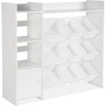 Meuble de rangement enfant. blanc. 9 bacs de rangement. 4 �tag�res. 1 porte
