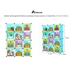 Meuble de rangement enfant - quiienclee - type cartoon - 12 cubes bleu - 111 x 37 x 147 cm