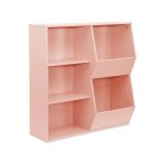Meuble de rangement - sweeek - rose - 3 tagres - 2 espaces de rangement - anti - basculement