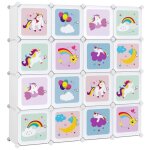 Meuble de rangement enfant - songmics - 16 cubes - armoire modulable avec portes